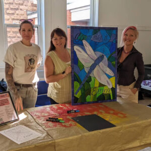 artists with work made for International Overdose Awareness Day Community Art Project, 2023