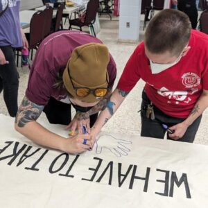 community members making art at May Day Community Art Project in Partnership with OPIRG Brock, 2024